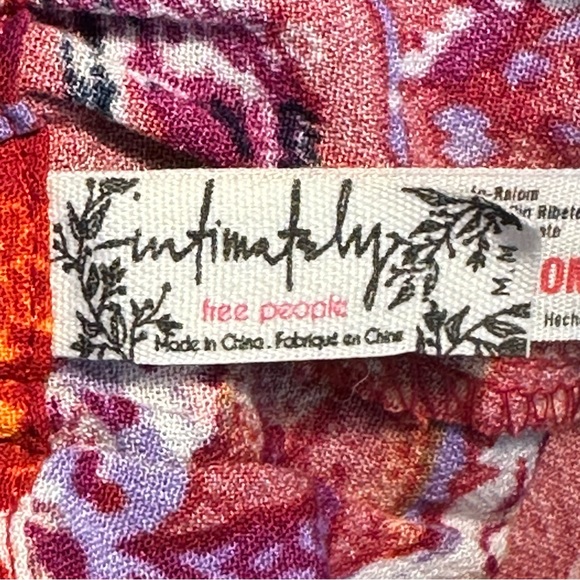 Free People Paisley Flowy Pant Red Wide Leg - Picture 9 of 11